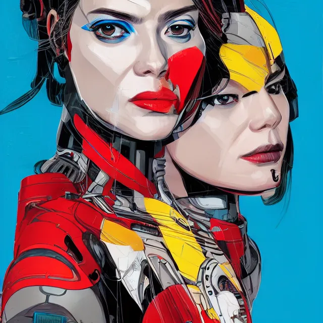 Image similar to portrait of a female android, by MARVEL comics and Sandra Chevrier, 8k