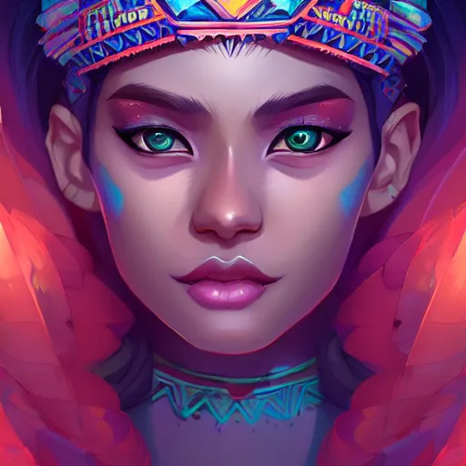 Image similar to a portrait of a beautiful aztec queen, art by lois van baarle and loish and ross tran and rossdraws and sam yang and samdoesarts and artgerm and saruei, digital art, highly detailed, intricate, sharp focus, Trending on Artstation HQ, deviantart, unreal engine 5, 4K UHD image