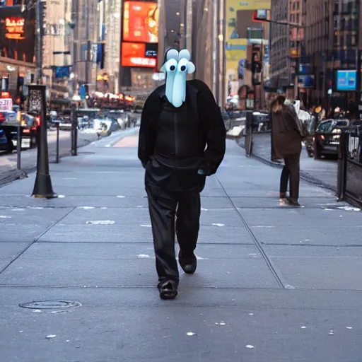 Prompt: Squidward walking in New York