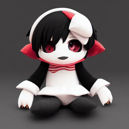 Prompt: cute fumo plush of a girl who seems to have more than the ordinary amount of eyes, black and white, vray