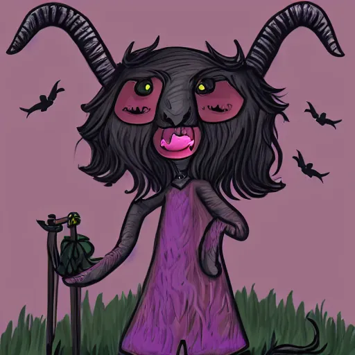 Prompt: a witch as a goat