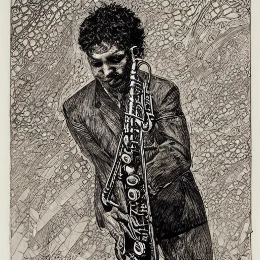 Image similar to saxophonist by ed fairburn, joseph clement coll, franklin booth