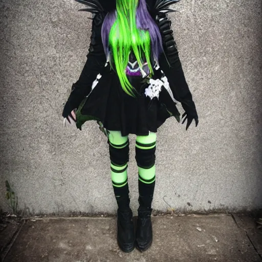 Image similar to eco punk, goblin girl goth,