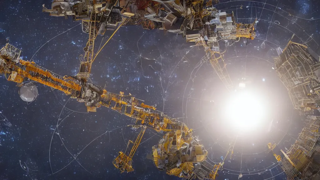 Prompt: Planets in solar system being build by construction workers. Wide angle. 4k, shot in space.