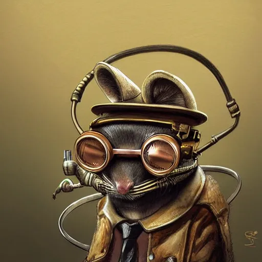 Image similar to a rat with steampunk googles, by Sam Spratt