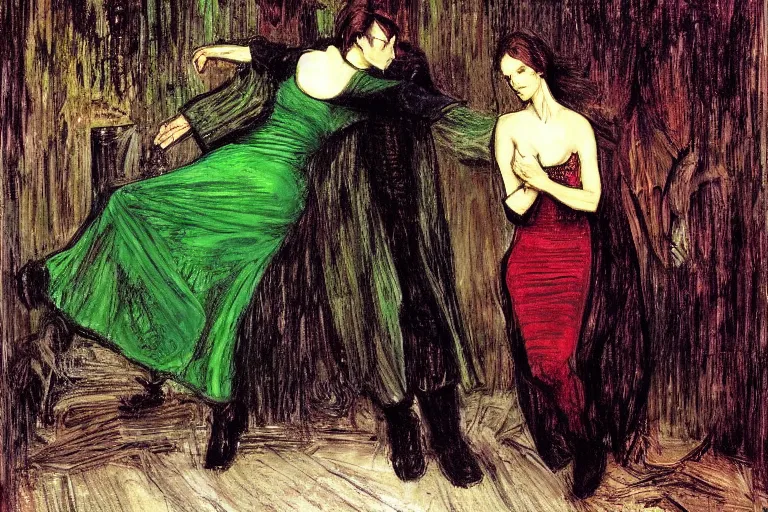 Image similar to neo dodging bullets in the matrix painted in the style of john everett millais, lush, romanticism, botanical