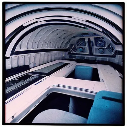 Prompt: “first person view of life aboard a retrofuturistic spaceship. 1980s photography”