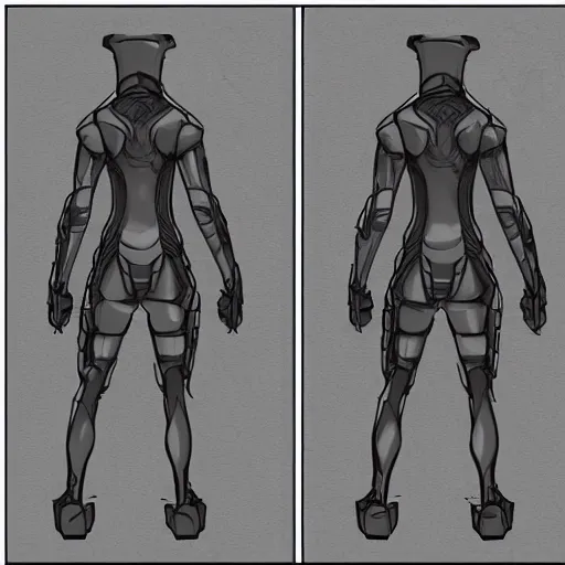 Image similar to cyberpunk cat in suit sketch, front, side, and back view, arms outstretched, modeling reference sheet,