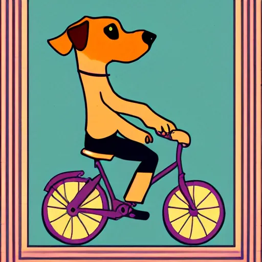 Image similar to illustration of a dog riding a bike in paris in the style of erin stead