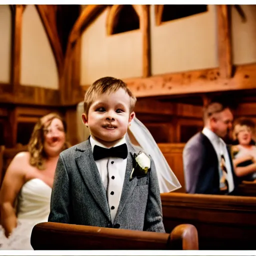 Image similar to a rhinoceros wearing a tiny suit in a wedding chapel, photo realistic, detailed, cinematic lighting, kodachrome