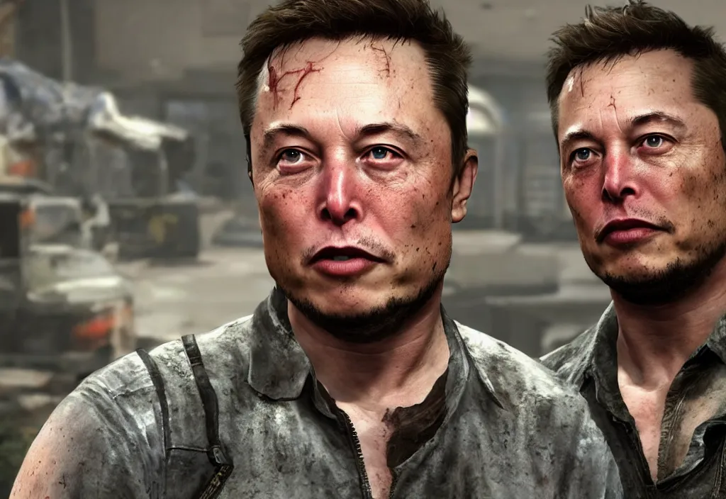 Image similar to elon musk in the last of us, elon musk in the video game in the last of us, gameplay screenshot, close up, 3 d rendering. unreal engine. amazing likeness. very detailed.