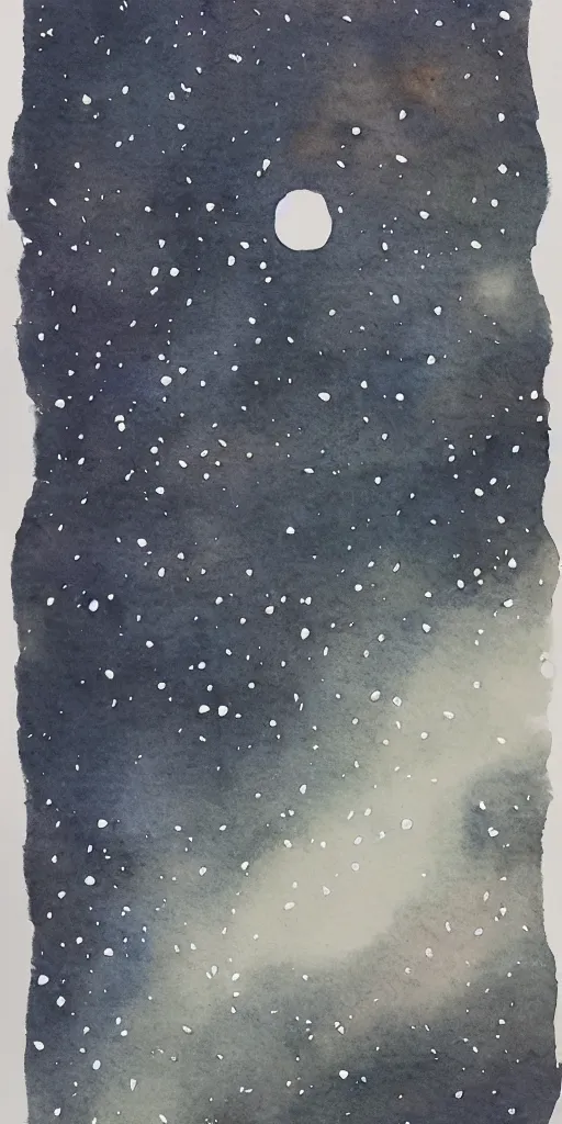 Image similar to traditional oriental water colour of space, liminal, lonely, highly detailed, black ink