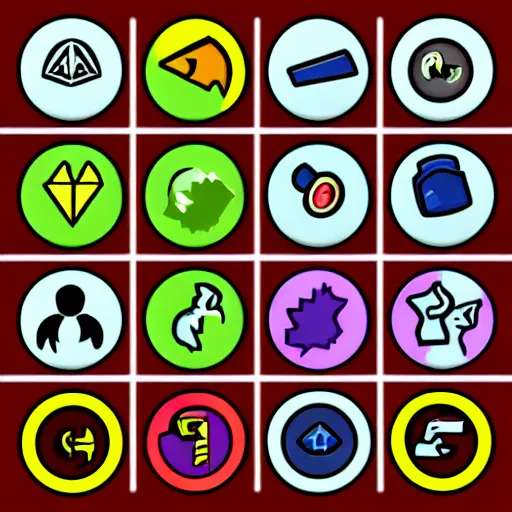 Prompt: skill icons from an MMORPG