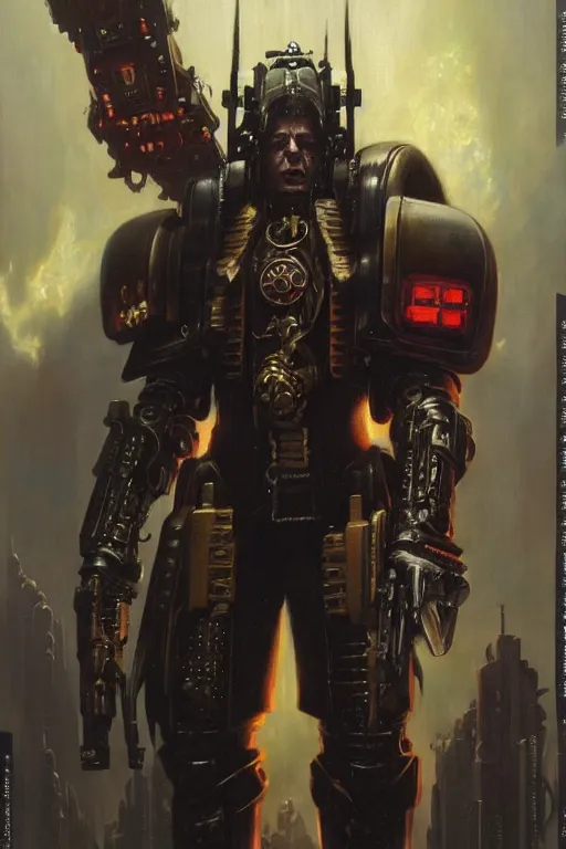 Image similar to cyberpunk warhammer 4 0 k steve buscemi, character design, painting by gaston bussiere, katsuya terada, frank frazetta, tom of finland, trending on artstation