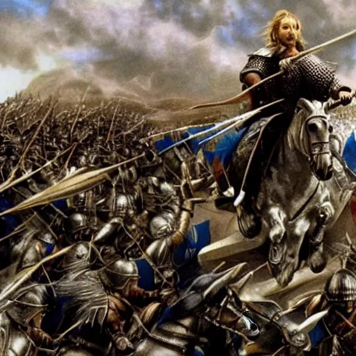 Image similar to the rohirrim riding into battle at minas tirith