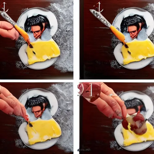 Image similar to edible george clooney made step by step, from the beautiful'how to make food art step by step collection ', dslr