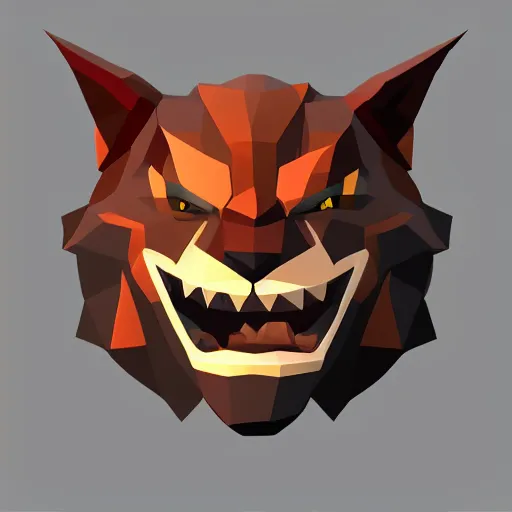 Image similar to a vector logo of rengar from league of legends, low poly,