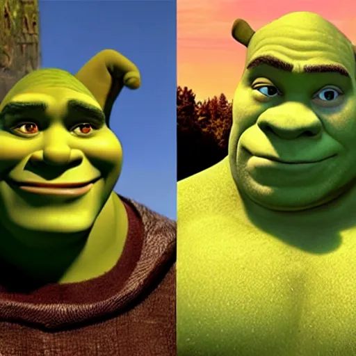 Prompt: shrek, but thin, well muscled and handsome