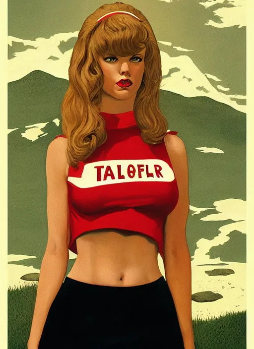 Image similar to portrait of talyor swift cheerleader, twin peaks poster art, from scene from twin peaks, by michael whelan, jeffrey catherine jones, artgerm, retro, nostalgic, old fashioned