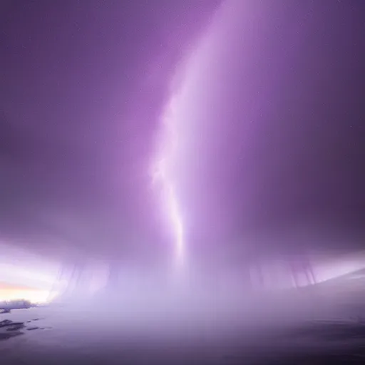 Image similar to amazing photo of a purple tornado in the sky by marc adamus, beautiful dramatic lighting