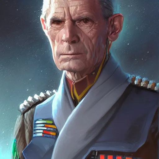 Image similar to portrait of a man by greg rutkowski, old admiral jagged fel, star wars expanded universe, he is about 6 0 years old, wearing uniform of the galactic alliance navy, highly detailed portrait, digital painting, artstation, concept art, smooth, sharp foccus ilustration, artstation hq