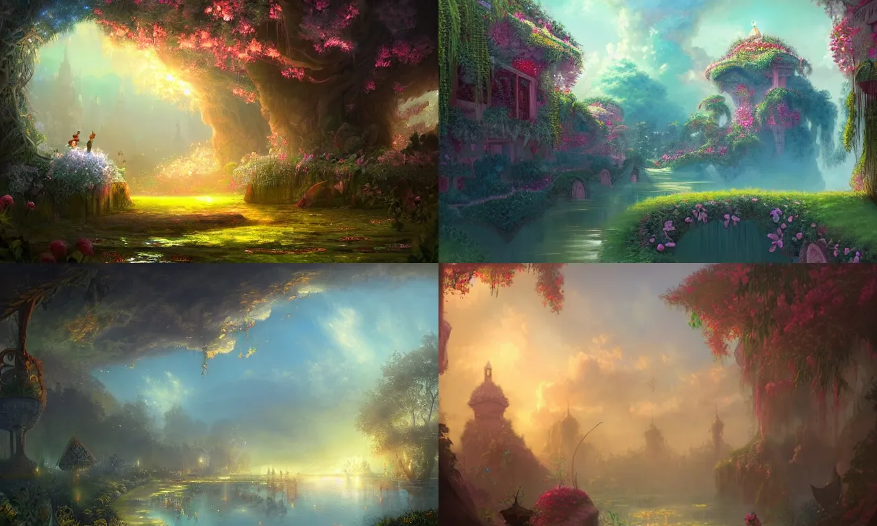 Prompt: a beautiful painting of paradise garden, light, sky, magic, by jorge jacinto, trending on artstation, concept art