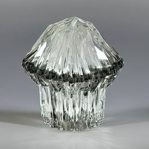 Image similar to a crystal mushroom sharp, jagged, reflective, high detail