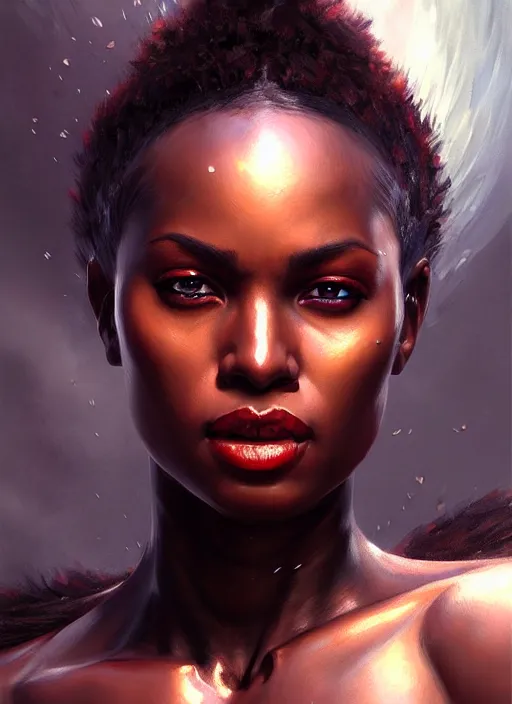 Image similar to a _ fantasy _ style _ portrait _ painting _ of black female warrior oil _ painting _ unreal _ 5 _ daz. _ rpg _ portrait _ extremely _ detailed _ artgerm _ greg _ rutkowski _ greg