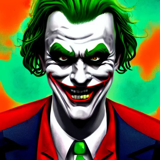 Image similar to 'Jeromy Powell'!! as The Joker, digital art, cgsociety, artstation, trending, 4k