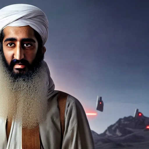 Image similar to osama bin laden in star wars episode, 8k resolution, full HD, cinematic lighting, award winning, anatomically correct