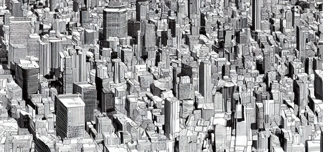 Image similar to visual development for los angeles cityscape skyline by lou romano and dice tsutsumi