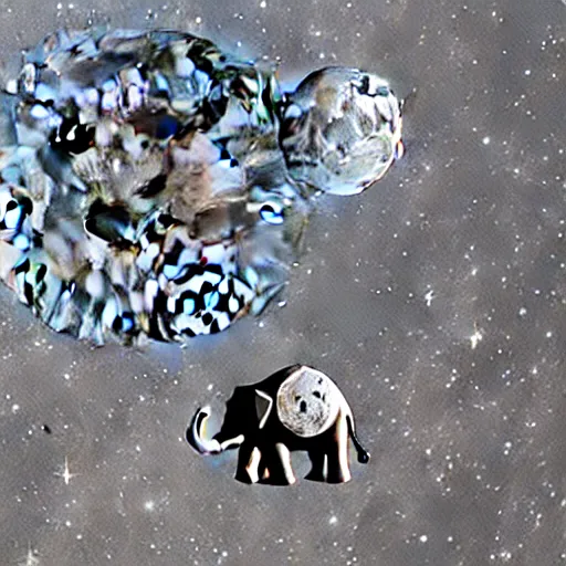 Image similar to an elephant astronaut on the moon