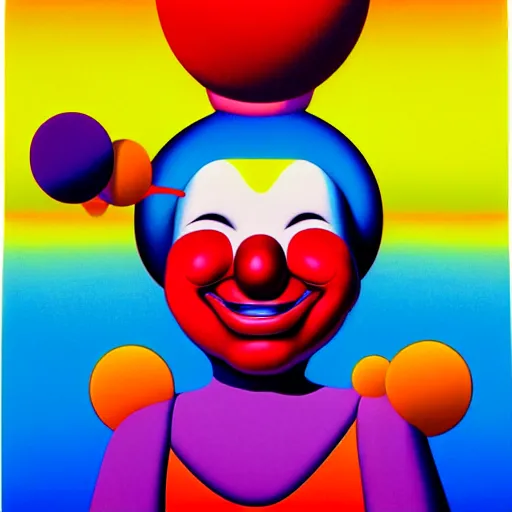 Prompt: happy clown by shusei nagaoka, kaws, david rudnick, airbrush on canvas, pastell colours, cell shaded, 8 k