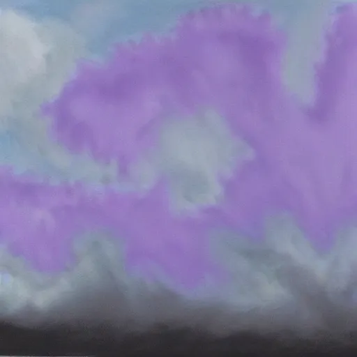 Prompt: ultra realistic painting of a dark cloudy sky over a purple alien flower