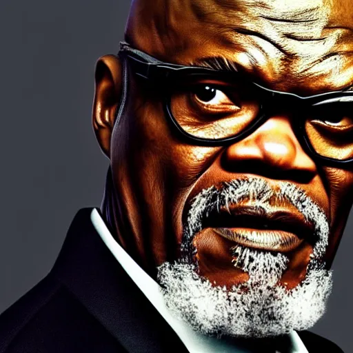 Prompt: uhd salmon samuel l. jackson. photo by annie leibowitz