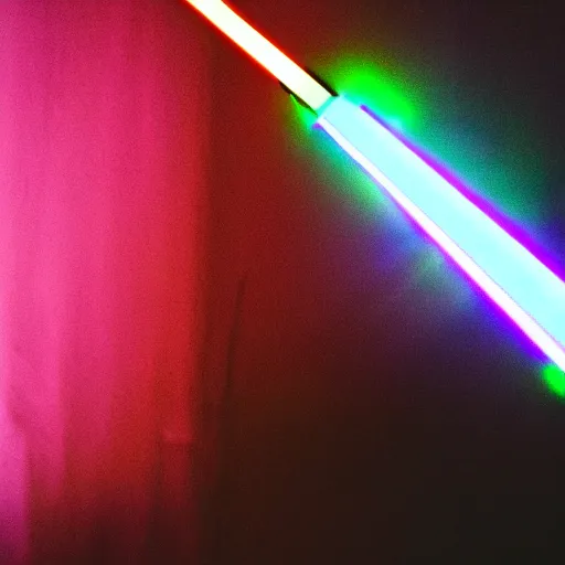 Prompt: a light saber made of a lava lamp, photography