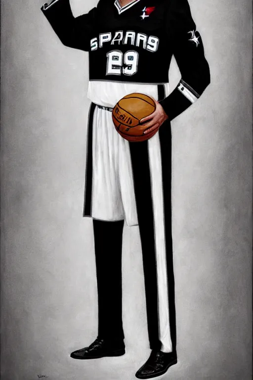 Image similar to full body portrait of the dictator of the san antonio spurs, 1 8 8 9, in full military garb, silver, black, white, greg popovich, oil on canvas by william sidney mount, trending on artstation