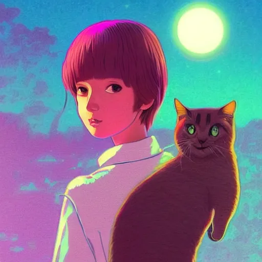 Prompt: glowing looming hovering Paris cylinder tabby cat muffin sherry hickory tree , by Ilya Kuvshinov and Moebius and J.M.W. Turner , #micro , synthwave , masterpiece