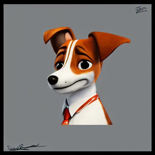 Prompt: portrait of jack russel terrier character, concept art, zootopia