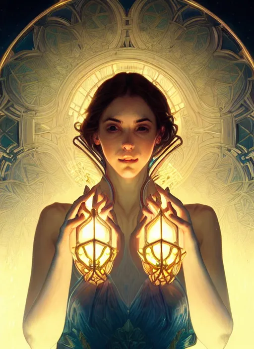 Image similar to symmetry!! water, glowing lights!! intricate elegant, highly detailed, digital painting, artstation, concept art, smooth, sharp focus, illustration, art by artgerm and greg rutkowski and alphonse mucha