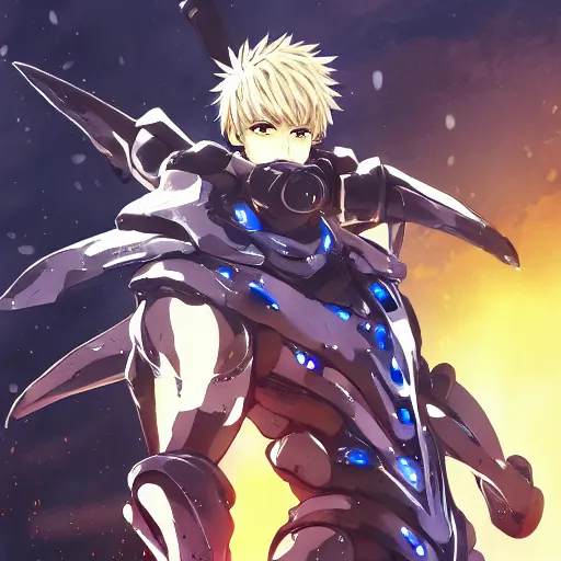 Image similar to portrait of the genos aquatic combat arms mode, anime fantasy illustration by tomoyuki yamasaki, kyoto studio, madhouse, ufotable, comixwave films, trending on artstation