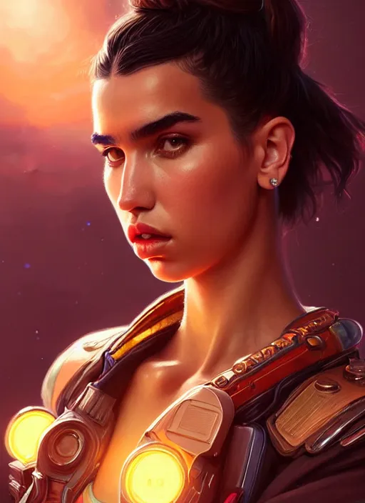 Prompt: portrait of apex legends dua lipa, intricate, elegant, glowing lights, highly detailed, digital painting, artstation, glamor pose, concept art, smooth, sharp focus, illustration, art by artgerm and greg rutkowski, artey freytag