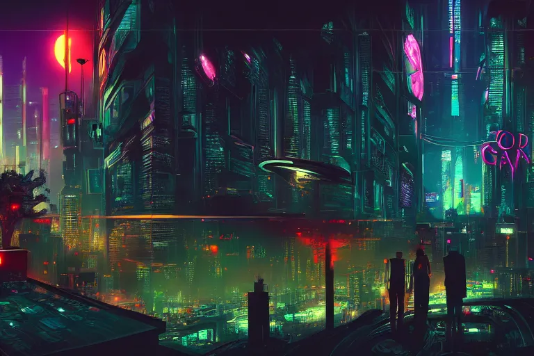 Image similar to garden of eden, cyberpunk noir, catland, trending on artstation