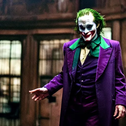 Image similar to stunning awe inspiring ( robin williams ) as the joker 8 k hdr movie still atmospheric lighting