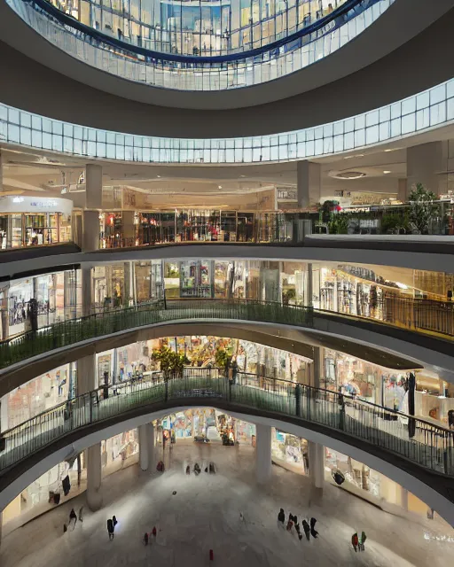 Image similar to a beautiful 3d renderings of shopping mall, architecture by Benoy in China. Architectural photography, 14mm, cinematic photography, high resolution 4k, cg architects, vray