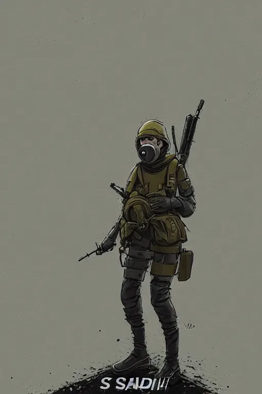 Image similar to medieval british sas female operative with the standard s 1 0 gas mask and the black uniform, artstation, trending on artstation, establishing shot, by simon stalenhag