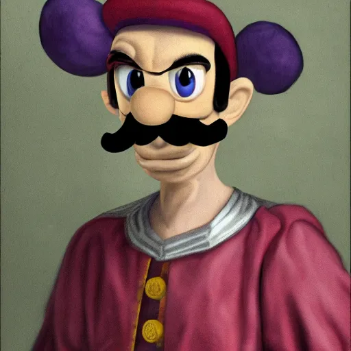 Prompt: waluigi, baroque painting, realistic