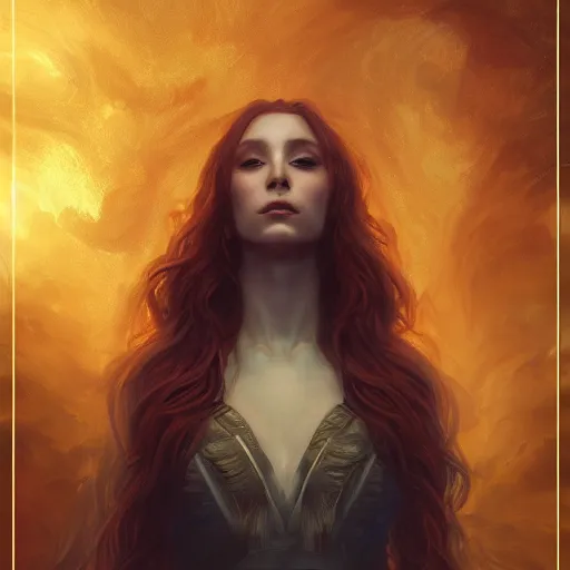 Image similar to majestic gracious goddess hekate portrait, ancient greece, elysium, atmospheric lighting, painted, intricate, volumetric lighting, beautiful, rich deep colours masterpiece, golden hour, sharp focus, ultra detailed, by leesha hannigan, ross tran, thierry doizon, kai carpenter, ignacio fernandez rios