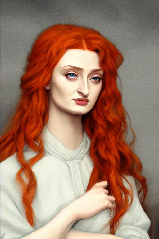 Prompt: sansa, painting by rossetti, detailed art, artstation