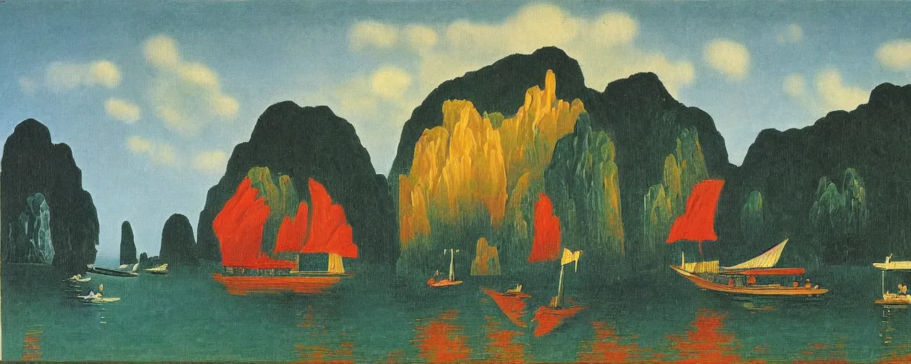 Prompt: Halong bay by Henri Rousseau